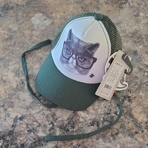 0-6 Months L&P Apparel Green and White Cat Cap NEW WITH TAGS